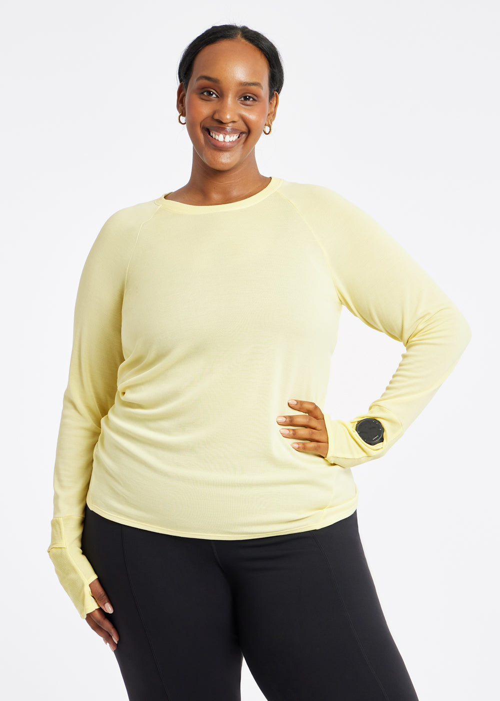 Flyout Wool Classic Long Sleeve in Rise light yellow, front view
