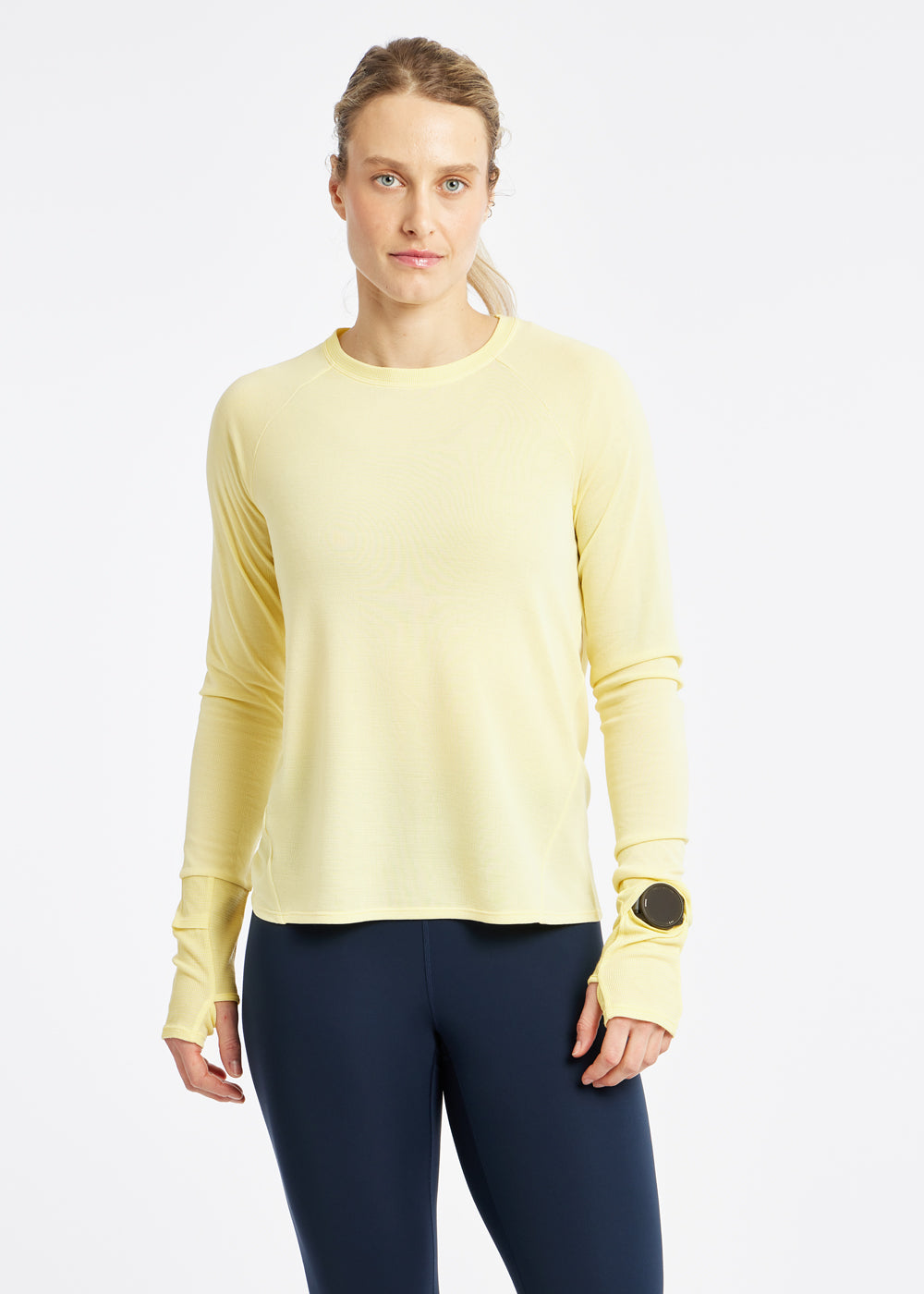 Flyout Wool Classic Long Sleeve in Rise light yellow, front