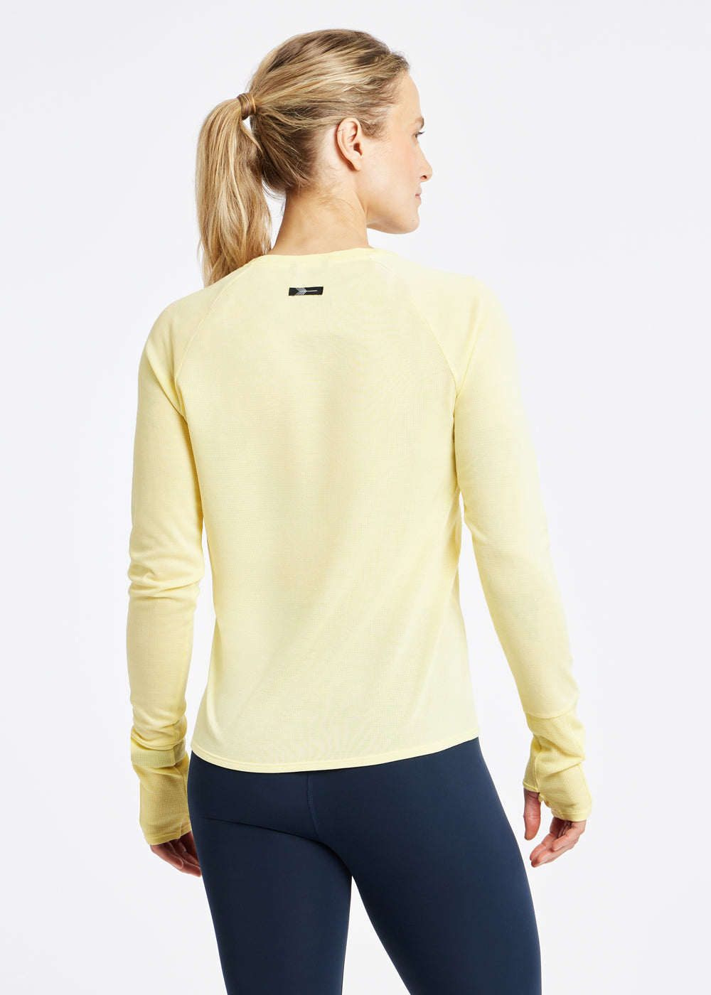 Flyout Wool Classic Long Sleeve in Rise light yellow, back view