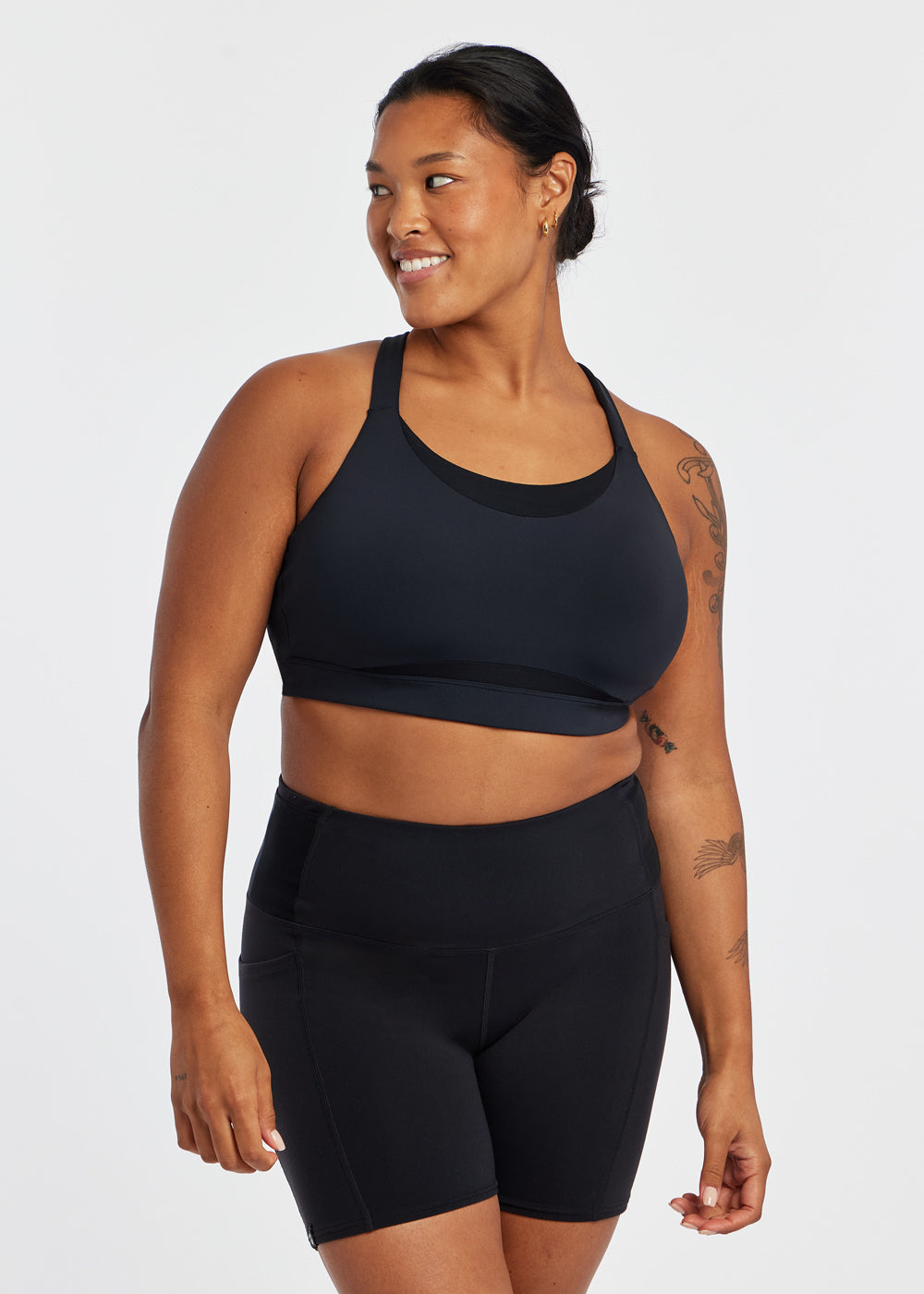 Boom Bra - High Impact Running Bra in Black, front view