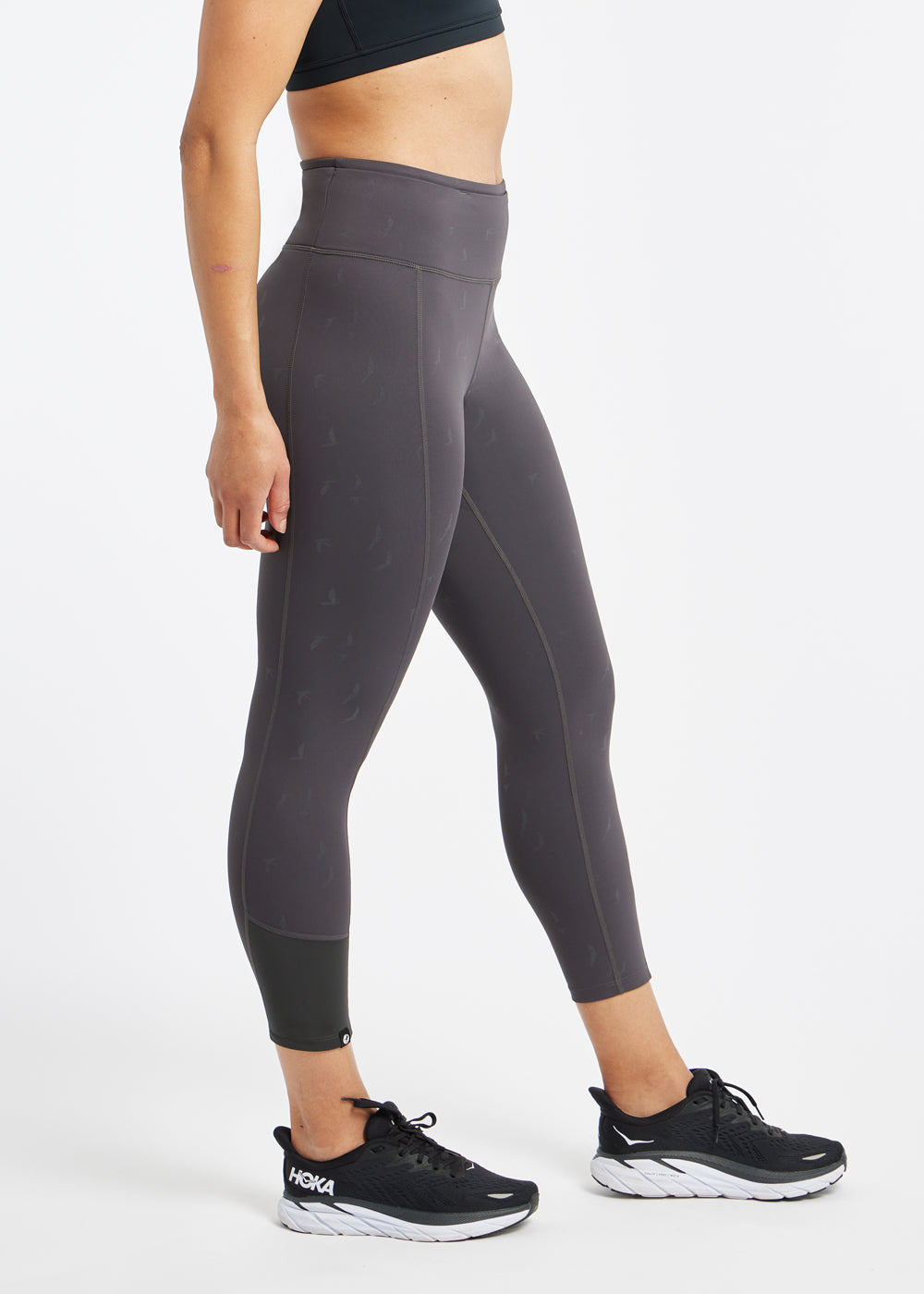Firecracker Reflective Tights in Obsidian grey, side