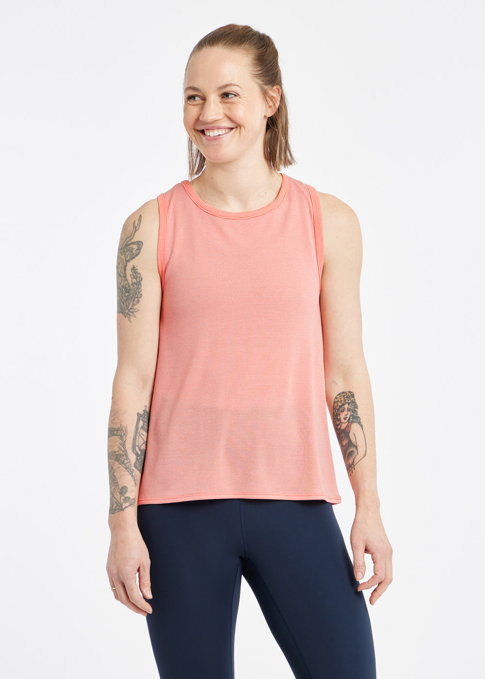 Flyout Wool Swing Tank in Alpenglow Pink, front view