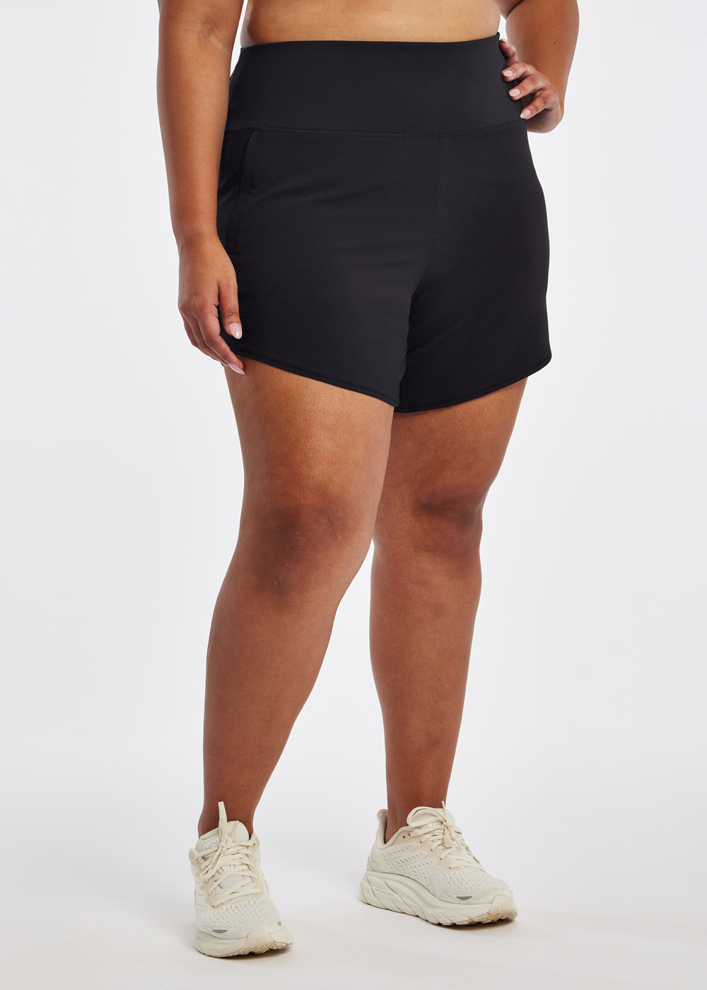 High Rise Roga 6" Running Shorts in Black size 16/18, front view
