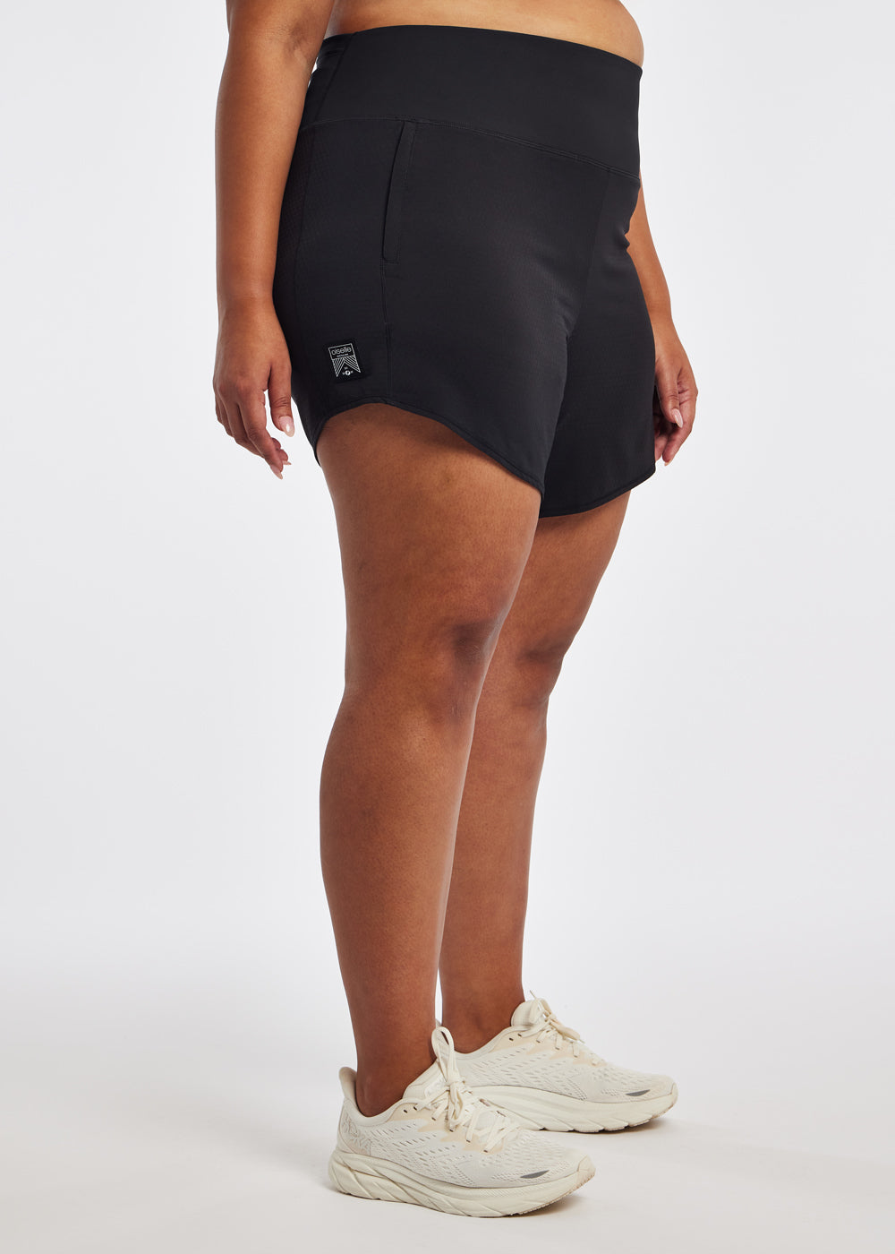High Rise Roga 6" Running Shorts in Black size 16/18, side view