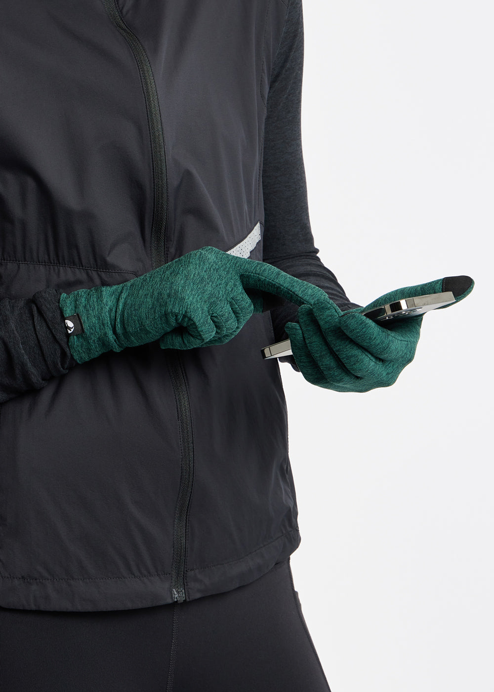Lux Running Gloves in Juniper Green, touchscreen compatible