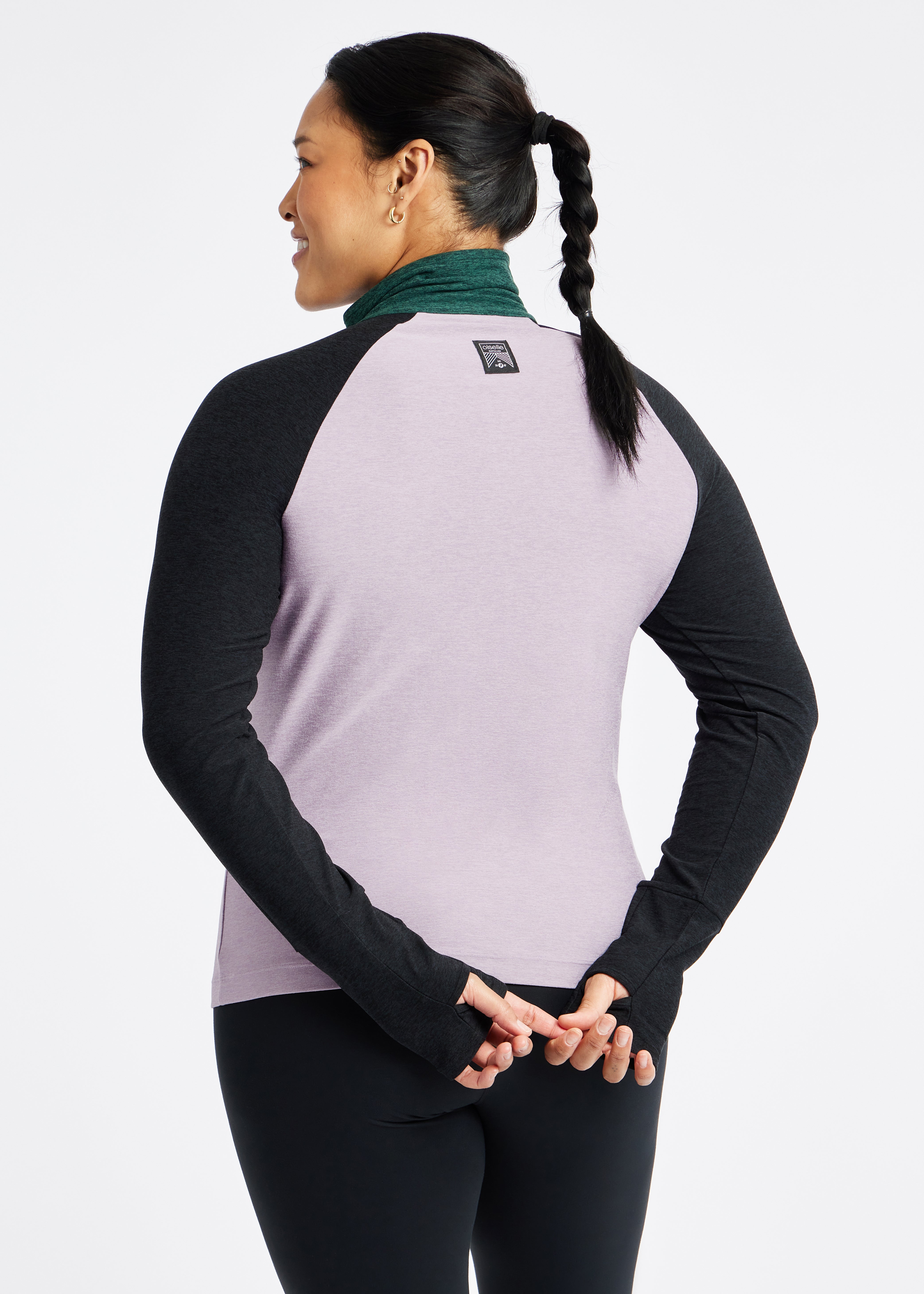 Lux Half Zip Long Sleeve in Dusty Lavender Purple, back view