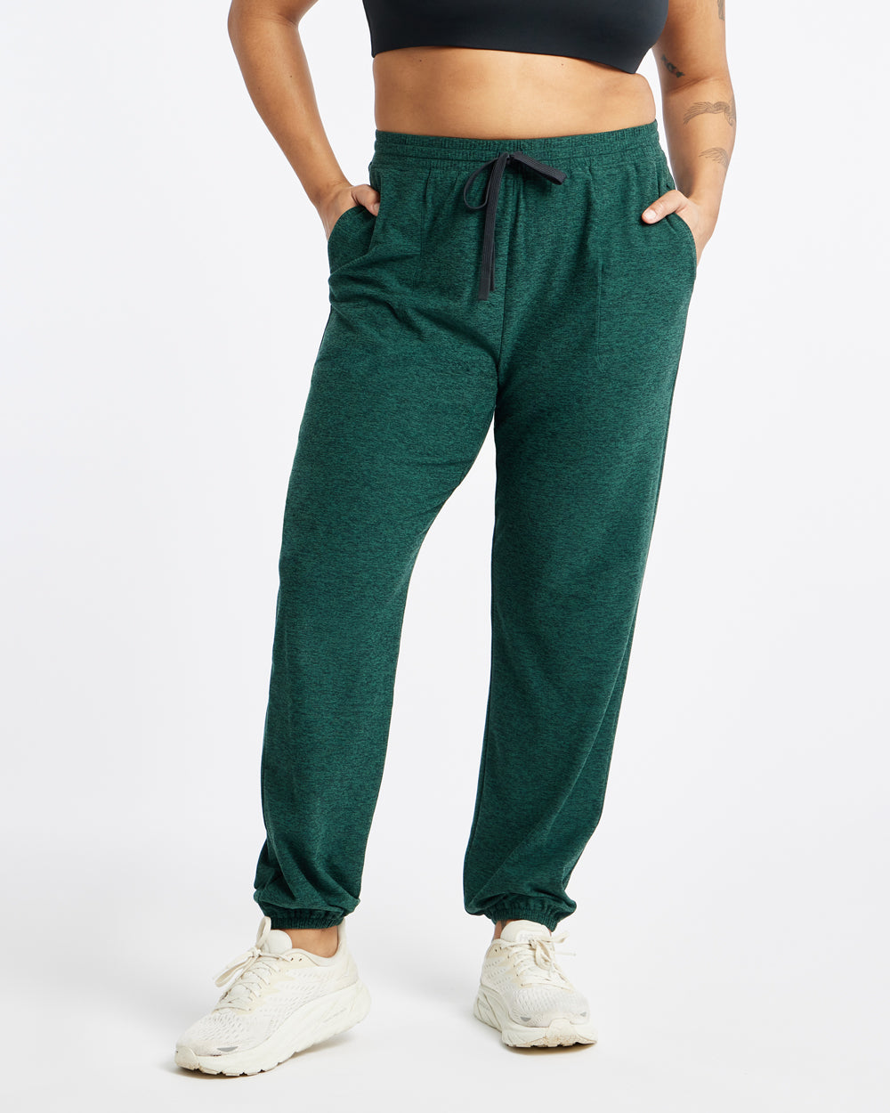 Lux Sweatpants in Juniper Green, front view