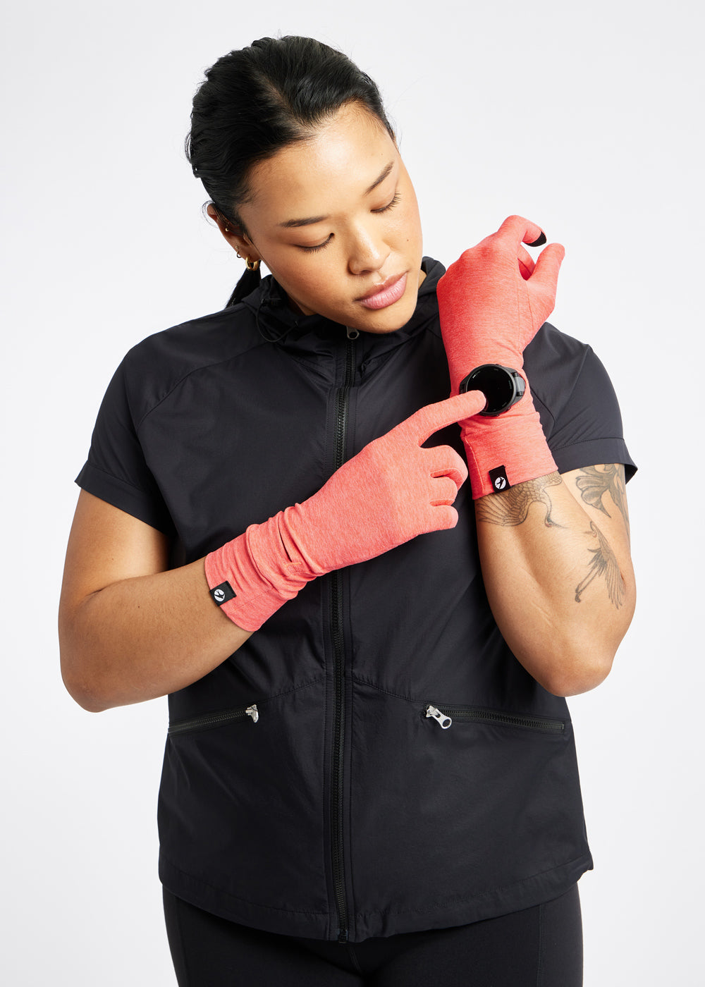 Lux Watch Window Running Gloves in Alpenglow Pink