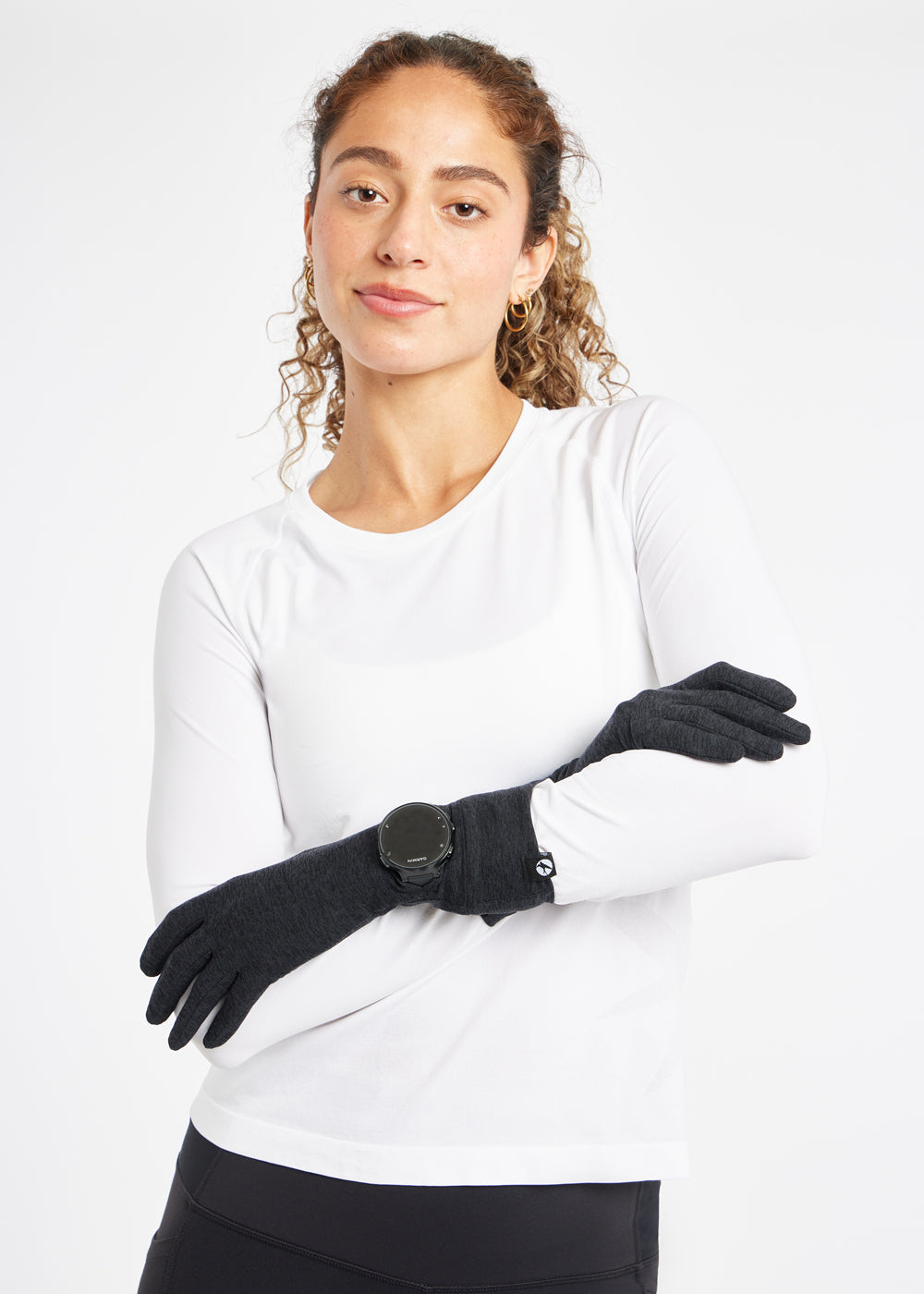 Lux Watch Window Running Gloves in Black