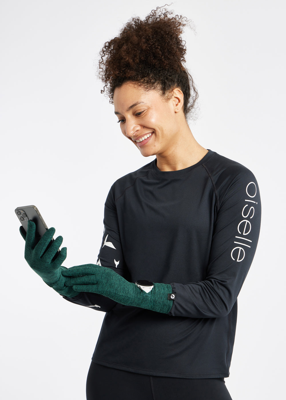 Lux Watch Window Running Gloves in Juniper Green