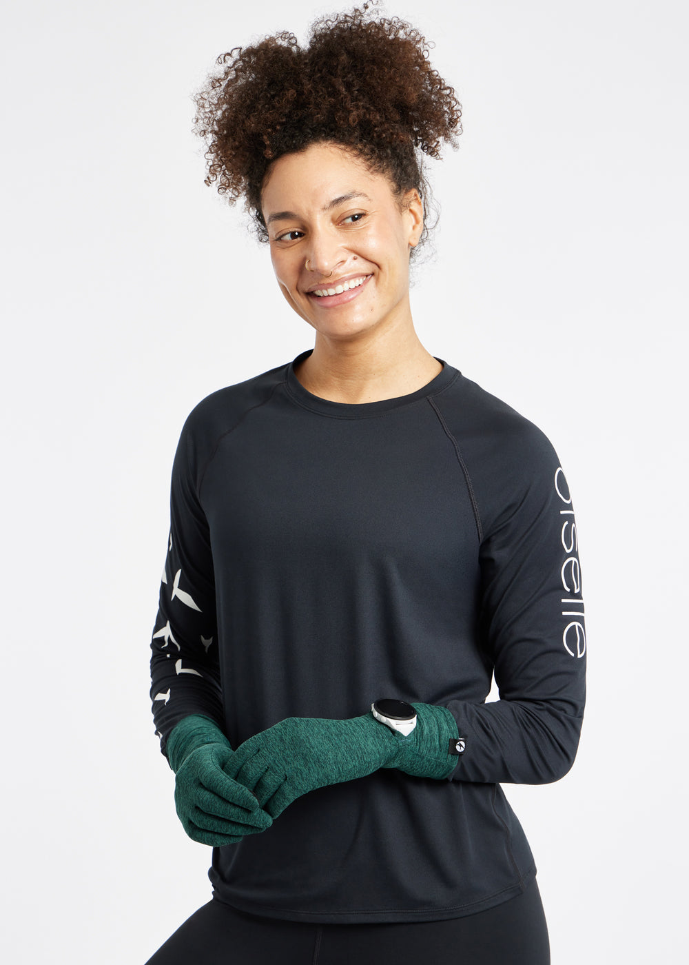 Lux Watch Window Running Gloves in Juniper Green