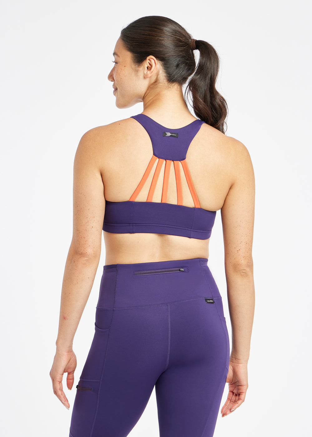 Open Lane Sports Bra in Twilight Purple, back view