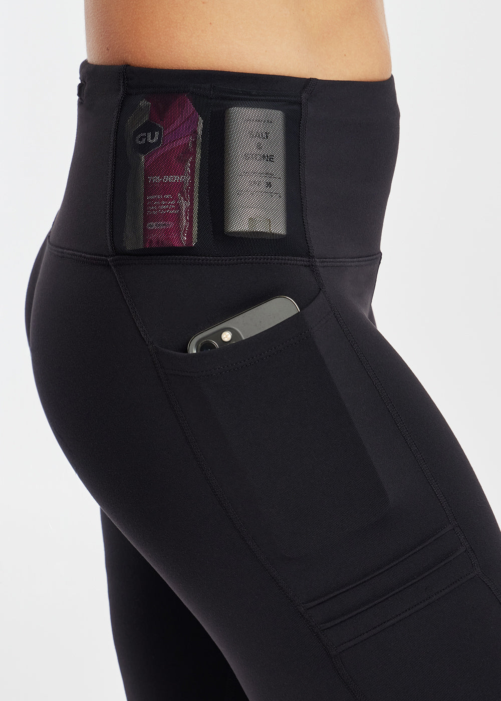 Pocket Jogger Knickers in Black, side pocket detail view