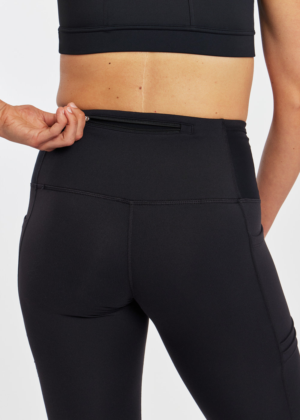Pocket Jogger Knickers in Black, rear zip pocket detail view