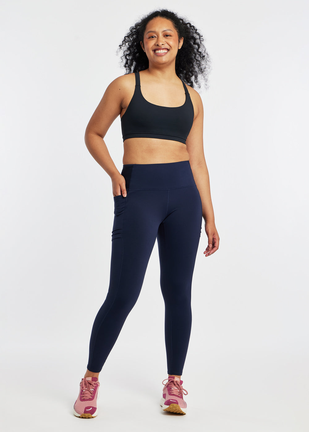 Pocket Jogger Running Tights in Ink Blue, front view