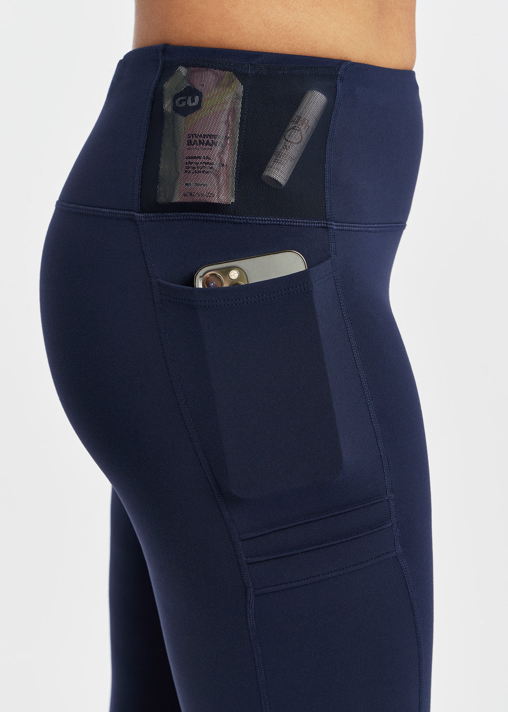 Pocket Jogger Running Tights in Ink Blue, side pocket view