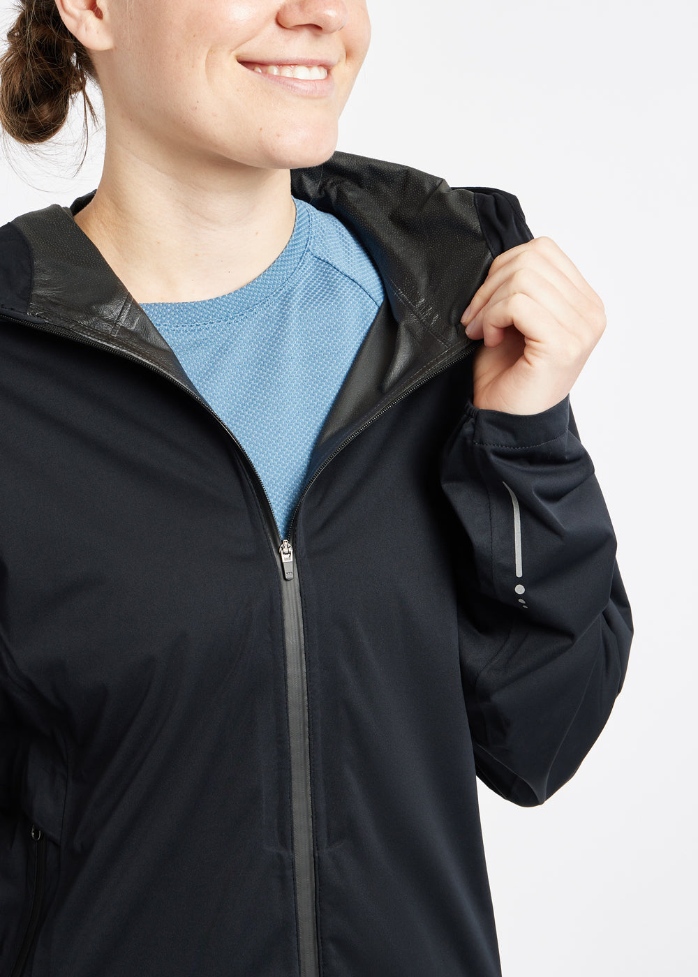 Say Anything Waterproof Running Jacket in Black, detail view