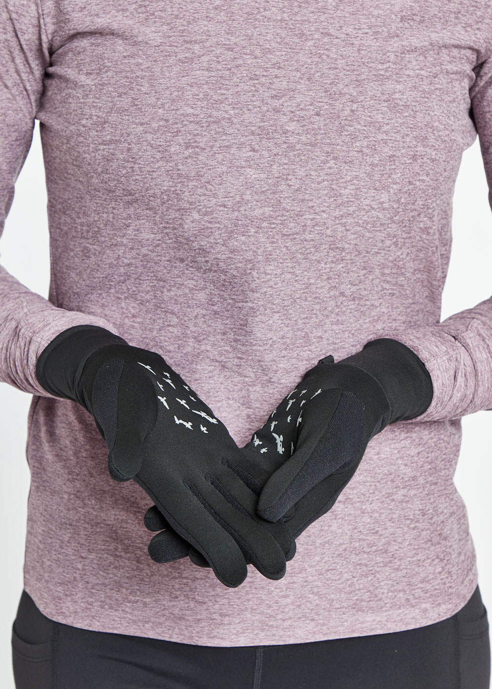 Power Move Running Gloves in Black, palm detail view
