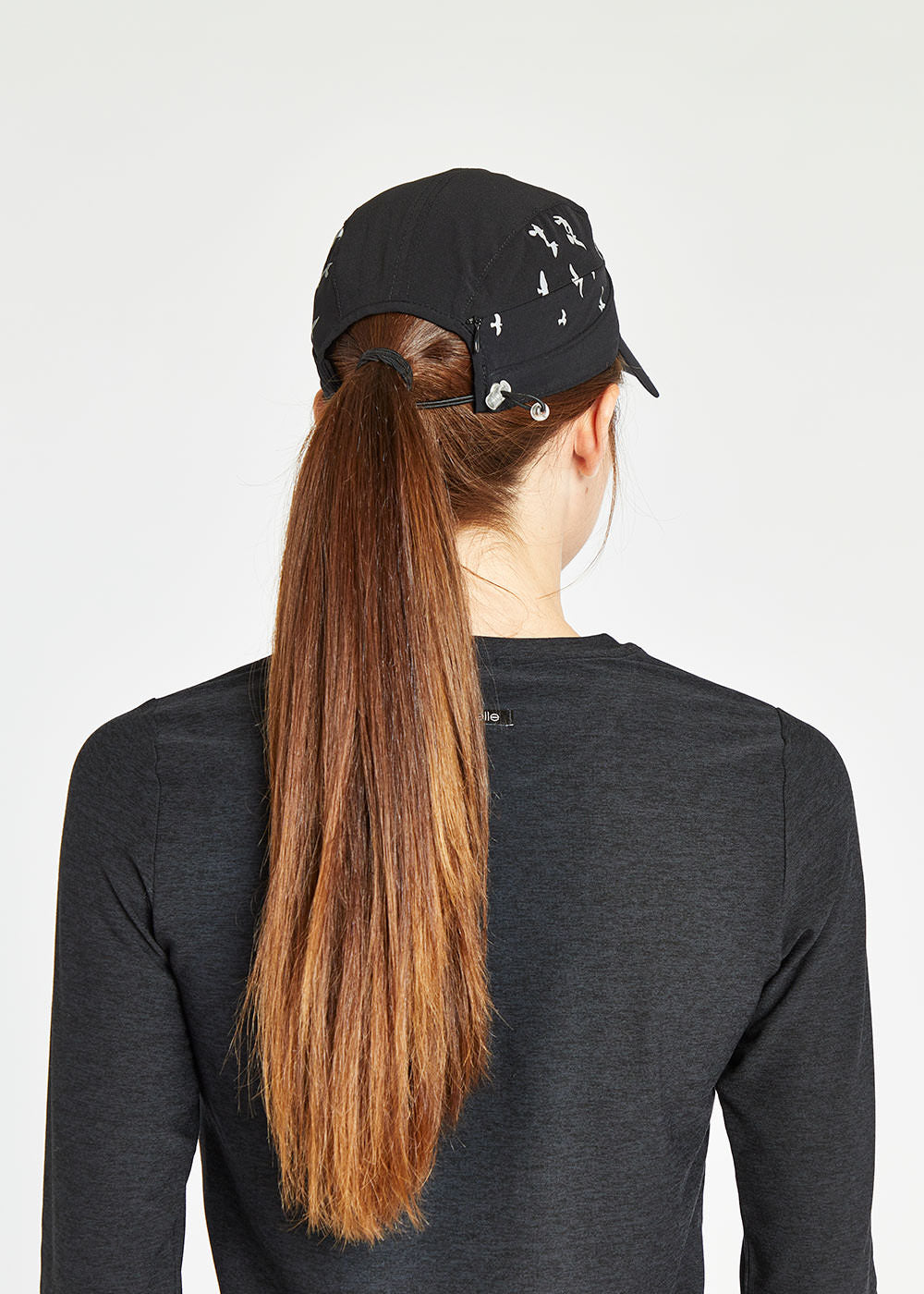 BlackFoldable Roga Running Cap in Black, back view